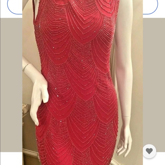 Alice Olivia Red Brit Beaded Mini Dress SIZE 2 - Picture 7 of 16